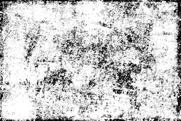 Texture of scratches, cracks, dust, chips, scuffs. Abstract monochrome grunge background. Vintage black and white surface. Vector dark dirty pattern