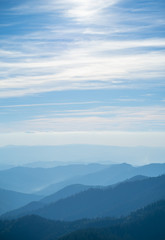 The picturesque foggy mountain landscape