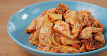 Chili steamed chicken on plate