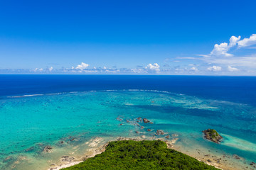 Aerial view of Tropical lagoon of Ishigaki island
