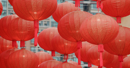 Fototapeta na wymiar Traditional red lantern for chinese new year