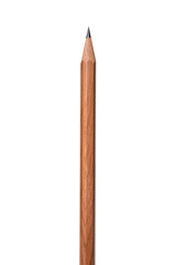 Close up vertical pencil brown wood isolated on white background