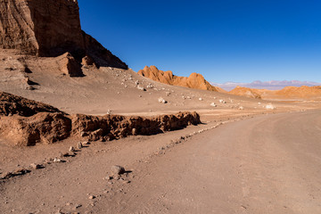 atacama desert, valle de marte, sand and sun landscape that look like mars