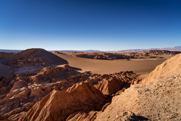 Fototapeta na wymiar atacama desert, valle de marte, sand and sun landscape that look like mars