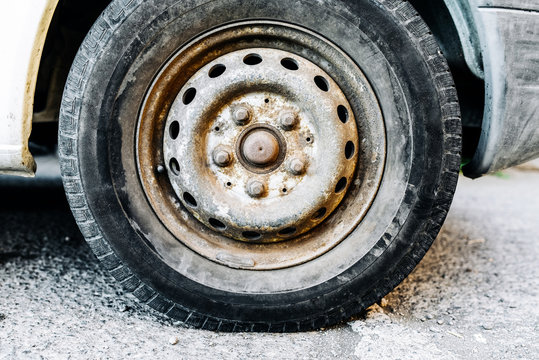 Close-Up of Jeep Tire on Street