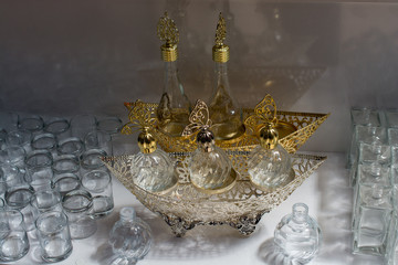 Set of Empty colorful bottles in Ottoman style