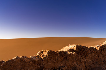 atacama desert, valle de marte, sand and sun landscape that look like mars