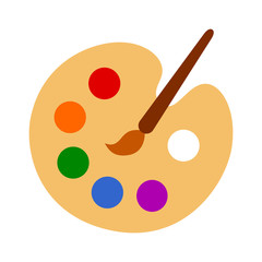 Naklejka premium Color palette with colorful paint swatches and paint brush / painting paintbrush flat vector icon for art apps and websites