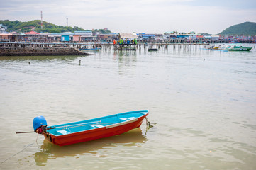 Fototapeta na wymiar Close up mini speedboat fishery park Thai bay