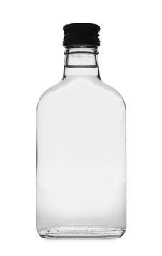Bottle of alcoholic drink on white background