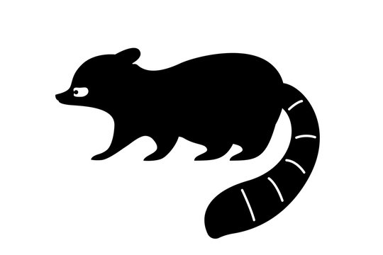Black raccoon silhouette. Vector