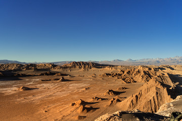 atacama desert, valle de marte, sand and sun landscape that look like mars