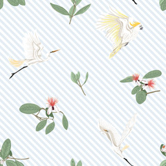 Seamless pattern, background. with tropical plants and flowers.