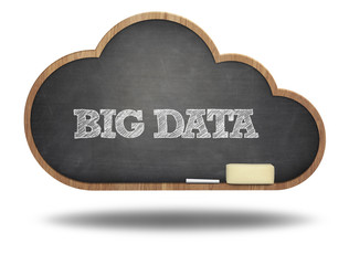 Big data text on cloud shape blackboard