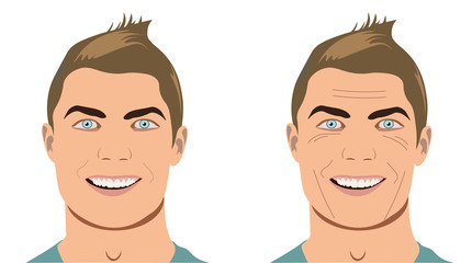 Change from a young boy into a man, vector illustration