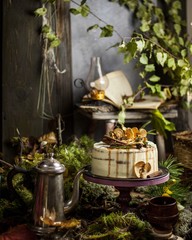 Cake with apple. Fall mood