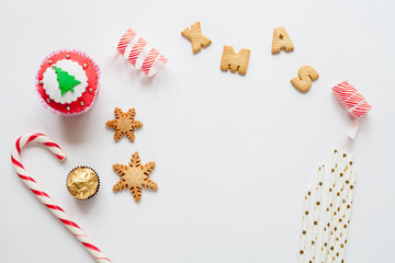 White christmas background with cookies