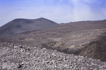 The Silvestri Craters on Mount Etna, active volcano on the east coast of Sicily, Italy 