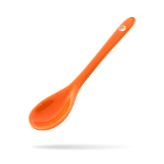 Ceramic spoon isolated on white background. Tablespoon for eat soup. Clipping paths object.