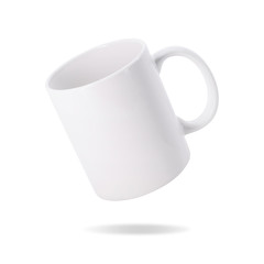 White mug on isolated background with clipping path. Blank drink cup for your design.
