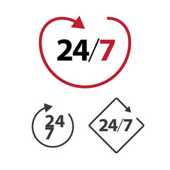 Open 24/7 Icon Design Logo Template