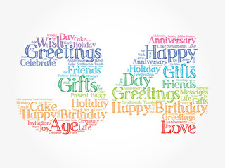 Fototapeta premium Happy 34th birthday word cloud collage concept