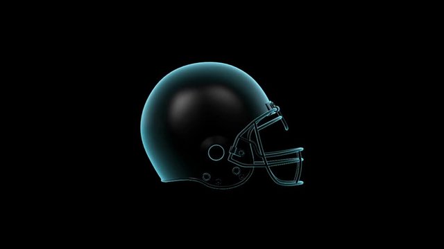 American Football Helmet rotating loop isolated with luma matte