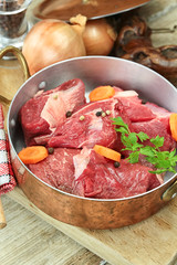 raw meat with vegetables