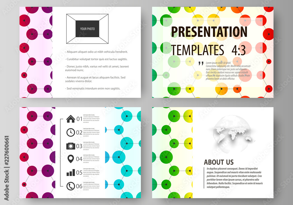 Aufkleber set of business templates for presentation slides. abstract vector layouts in flat style. chemistry 