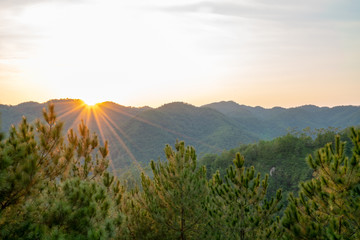 sunset in the mountains