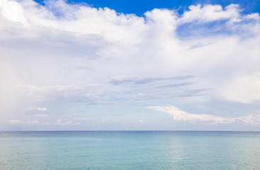 Naklejka na ściany i meble Idyllic seascape background with blue sky cloud