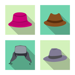 Isolated object of headgear and cap icon. Set of headgear and accessory vector icon for stock.