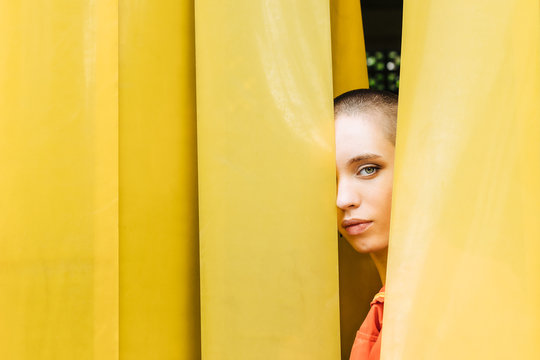 Stylish woman with crewcut