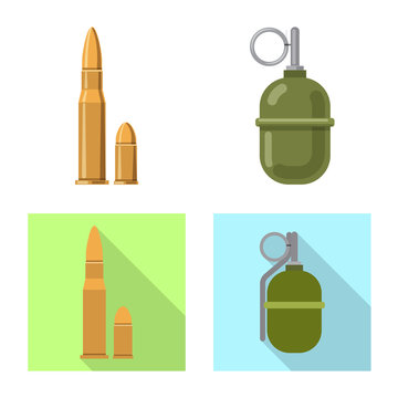 Vector illustration of weapon and gun symbol. Collection of weapon and army stock vector illustration.