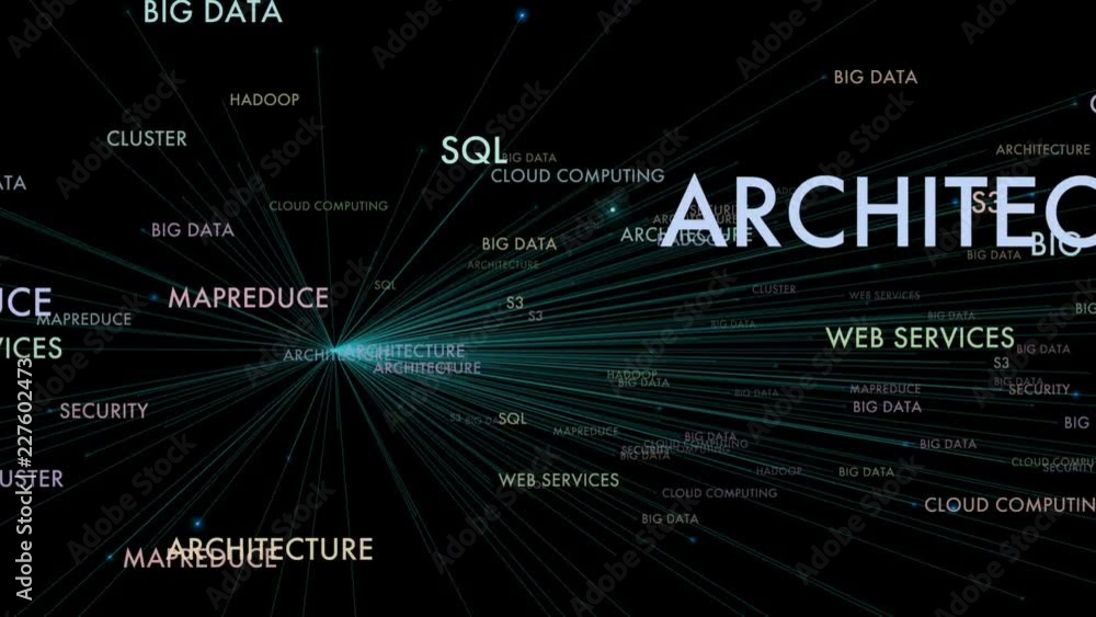 Wall mural big data technology keywords concept background