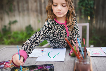 An Artist at work painting with watercolor