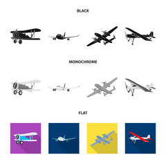 Isolated object of plane and transport sign. Collection of plane and sky vector icon for stock.