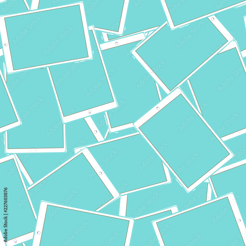Poster texture, seamless pattern of smart modern smart touchscreen tablet computers with digital volumetric