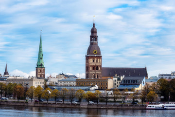 
Amazing panoramic view of Riga in Latvia, Panorama of the old Town in Riga