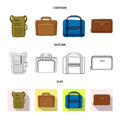 Vector illustration of suitcase and baggage icon. Set of suitcase and journey stock symbol for web.