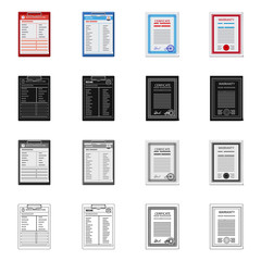 Isolated object of form and document symbol. Collection of form and mark stock vector illustration.