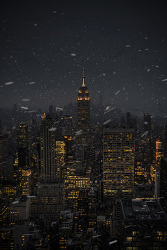 Snow storm in Manhattan, New York