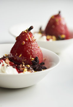 Poached pears.