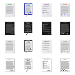 Vector design of form and document sign. Collection of form and mark stock vector illustration.