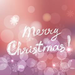 Merry Christmas card with text on silver pink rose background