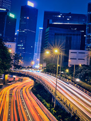 Street traffic in Hong Kong at night