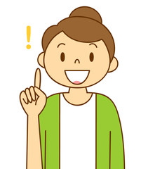 Fototapeta premium 人差し指をさす女性 ひらめく