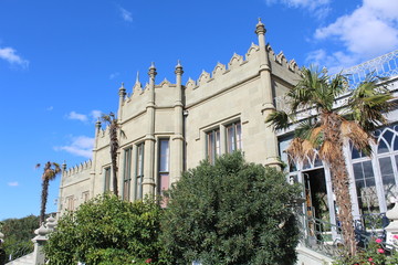 Voronovsky Palace on the background of a beautiful bright blue sky