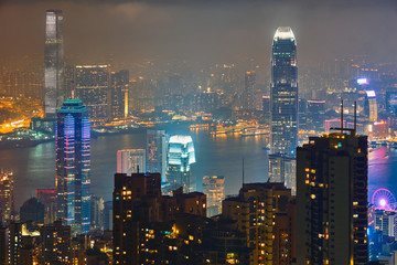 Fototapeta premium Hong Kong skyscrapers skyline cityscape view