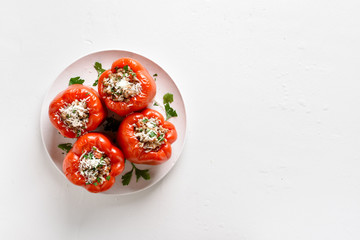 Baked stuffed red bell pepper